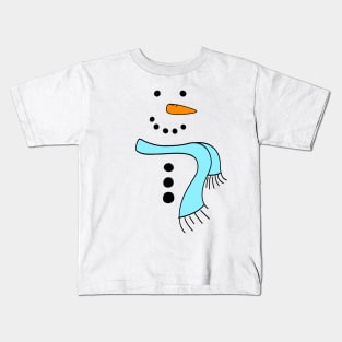 Cute Doodle Snowman with Bright Blue Scarf, made by EndlessEmporium Kids T-Shirt